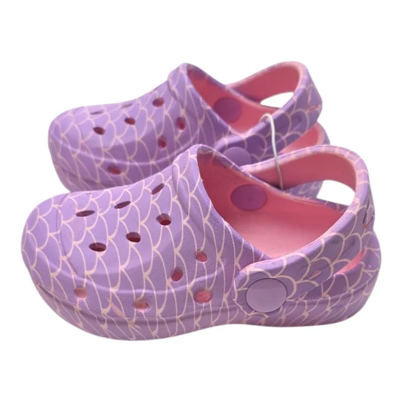 2pk NWT Toddler Girls Purple Clogs Shoes Rainbow Strap Flip Flops Sandals 5 / 6 - Picture 2 of 11